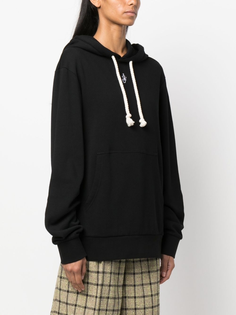 logo-embroidered cotton blend hoodie - 3
