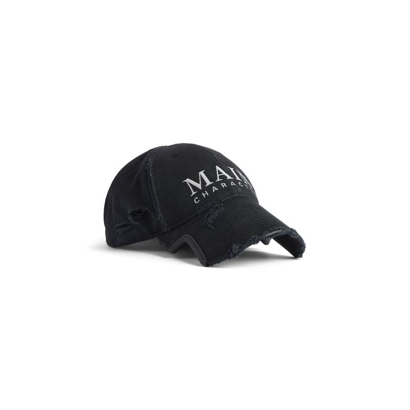 BALENCIAGA Men's Main Character Artwork Cap in Black Faded outlook