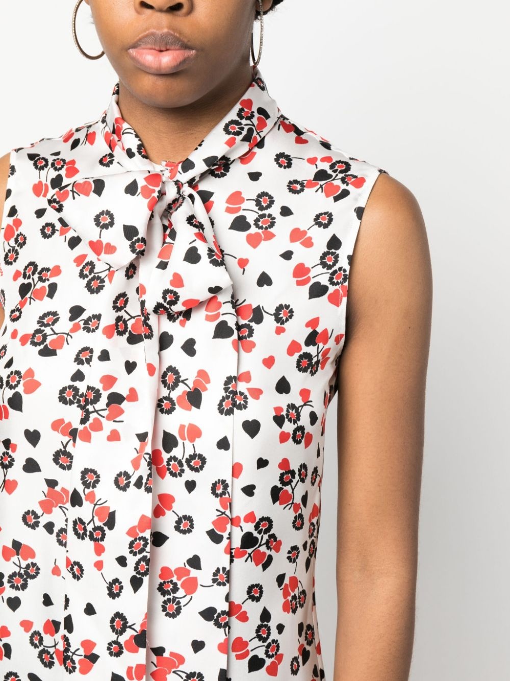 floral-print pussy-bow collar top - 5