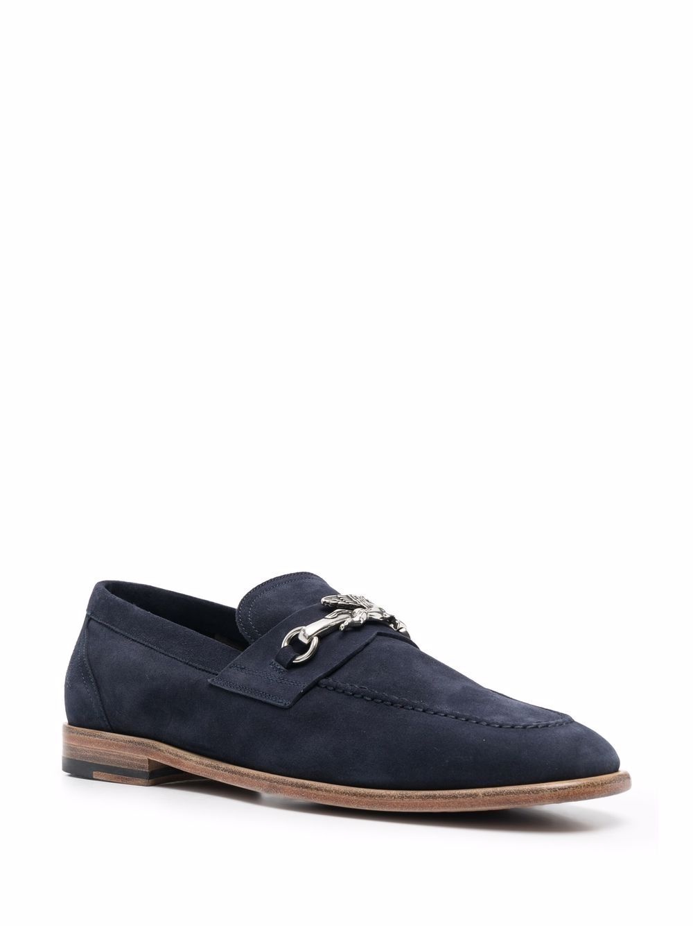 logo-plaque suede loafers - 2