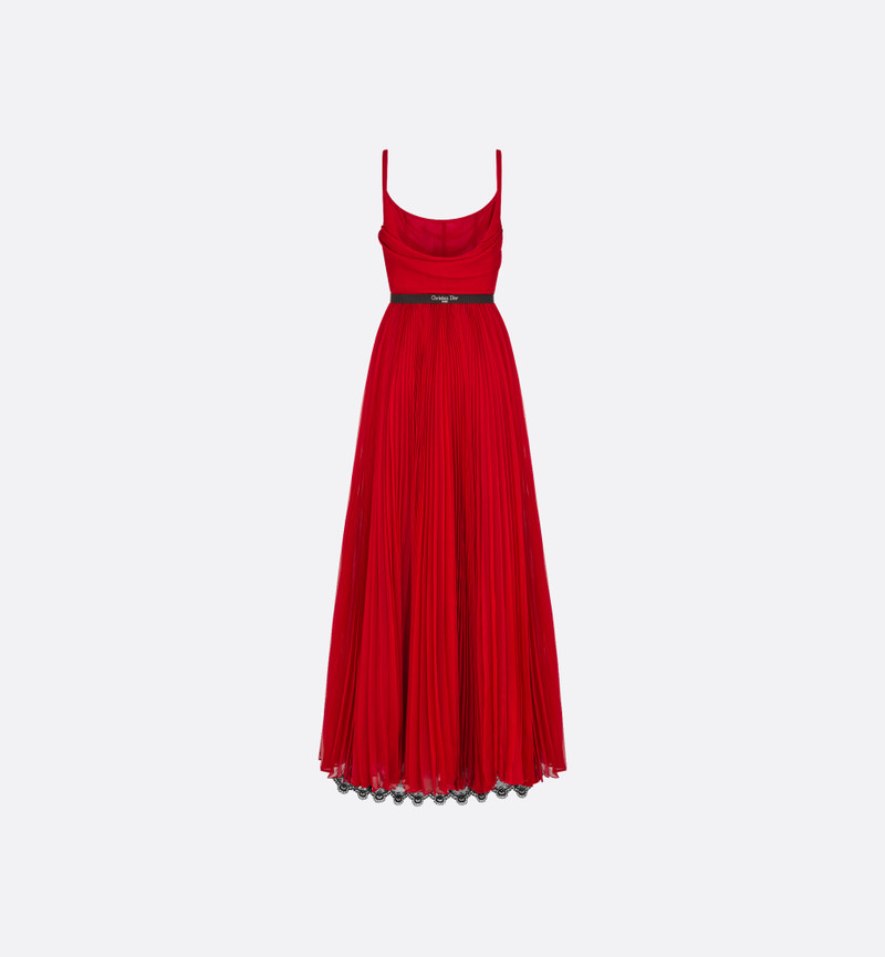 Dior Long Pleated Dress with Belt outlook