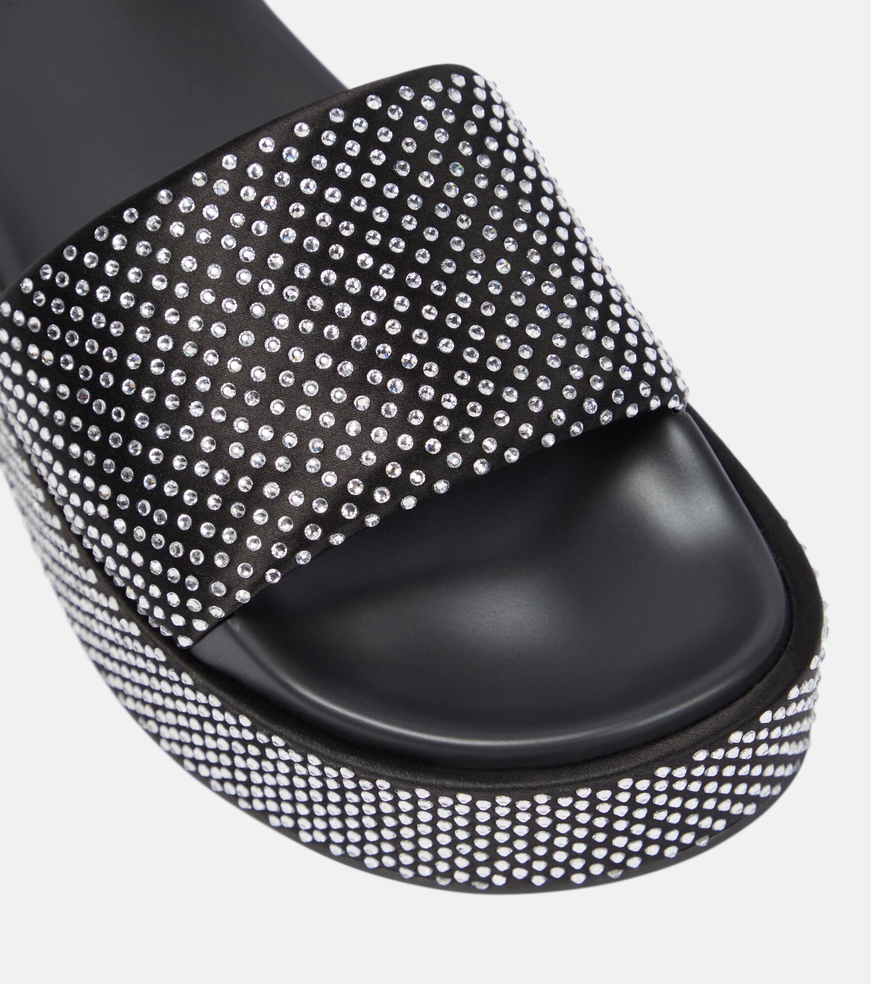 Embellished satin platform slides - 6