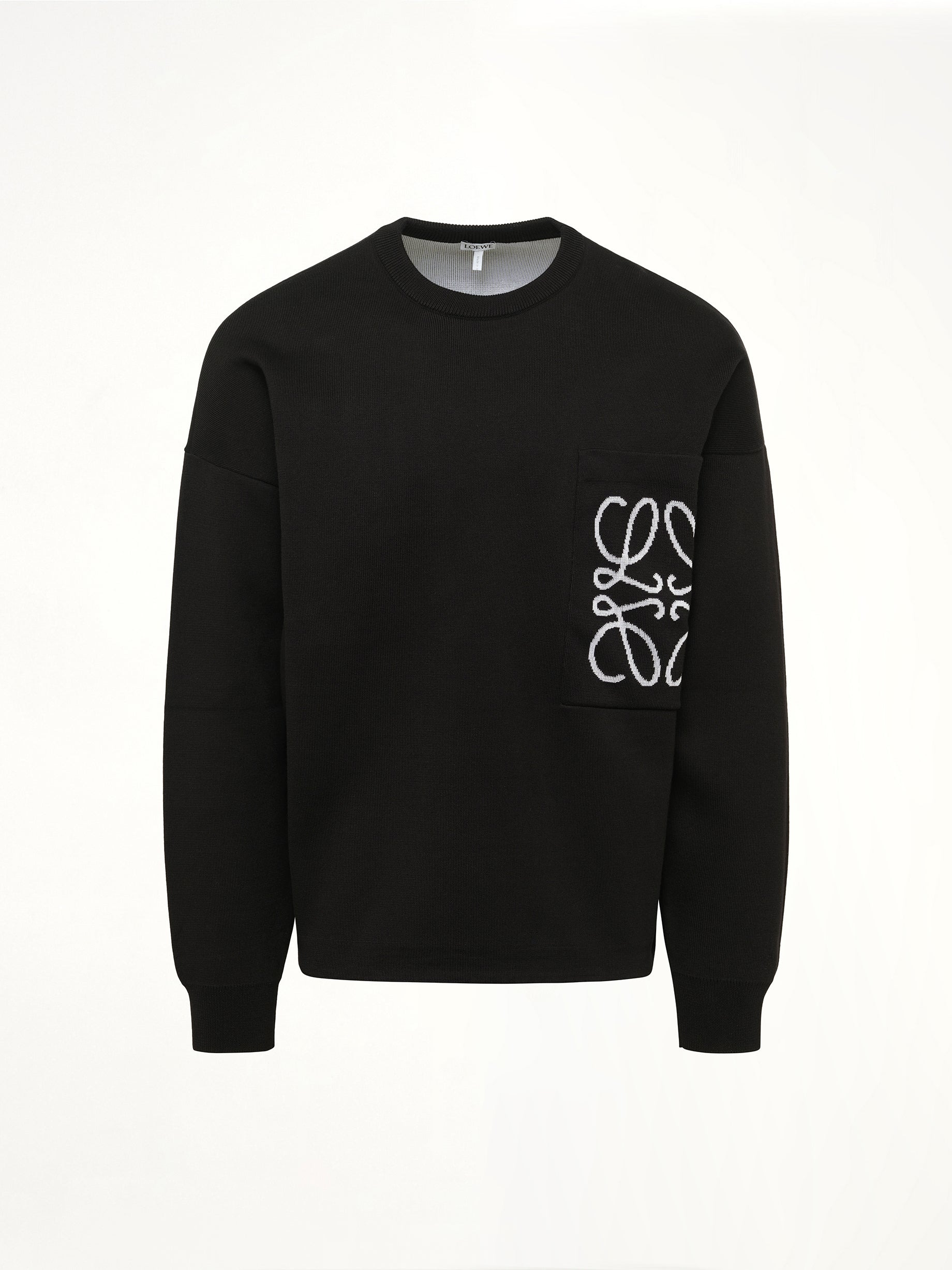 Anagram Pocket Sweater in Black/White - 2