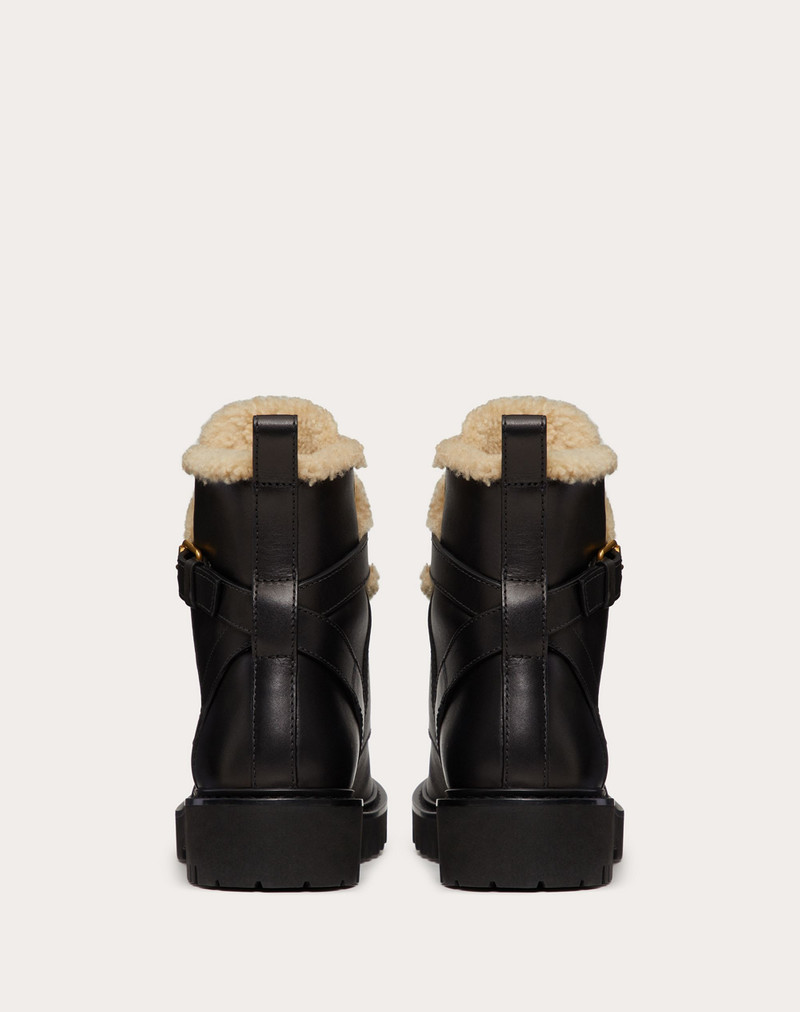 VLogo Signature Calfskin and Shearling Combat Boot 35 mm 3