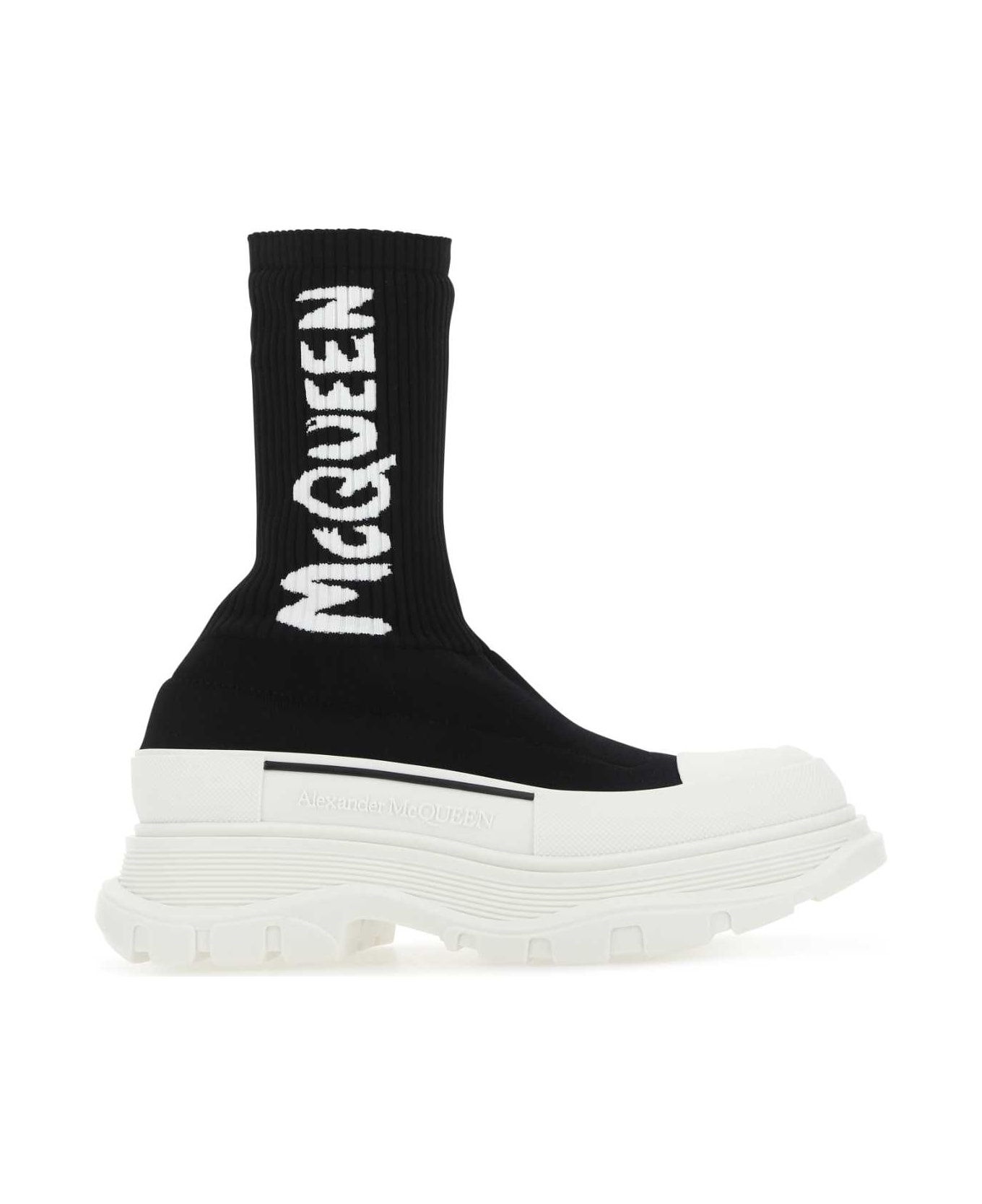 Black Stretch Nylon Tread Slick Sneakers - 1