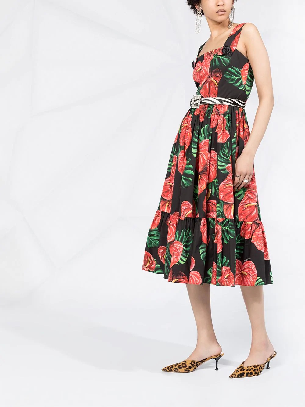 laceleaf print midi dress - 6