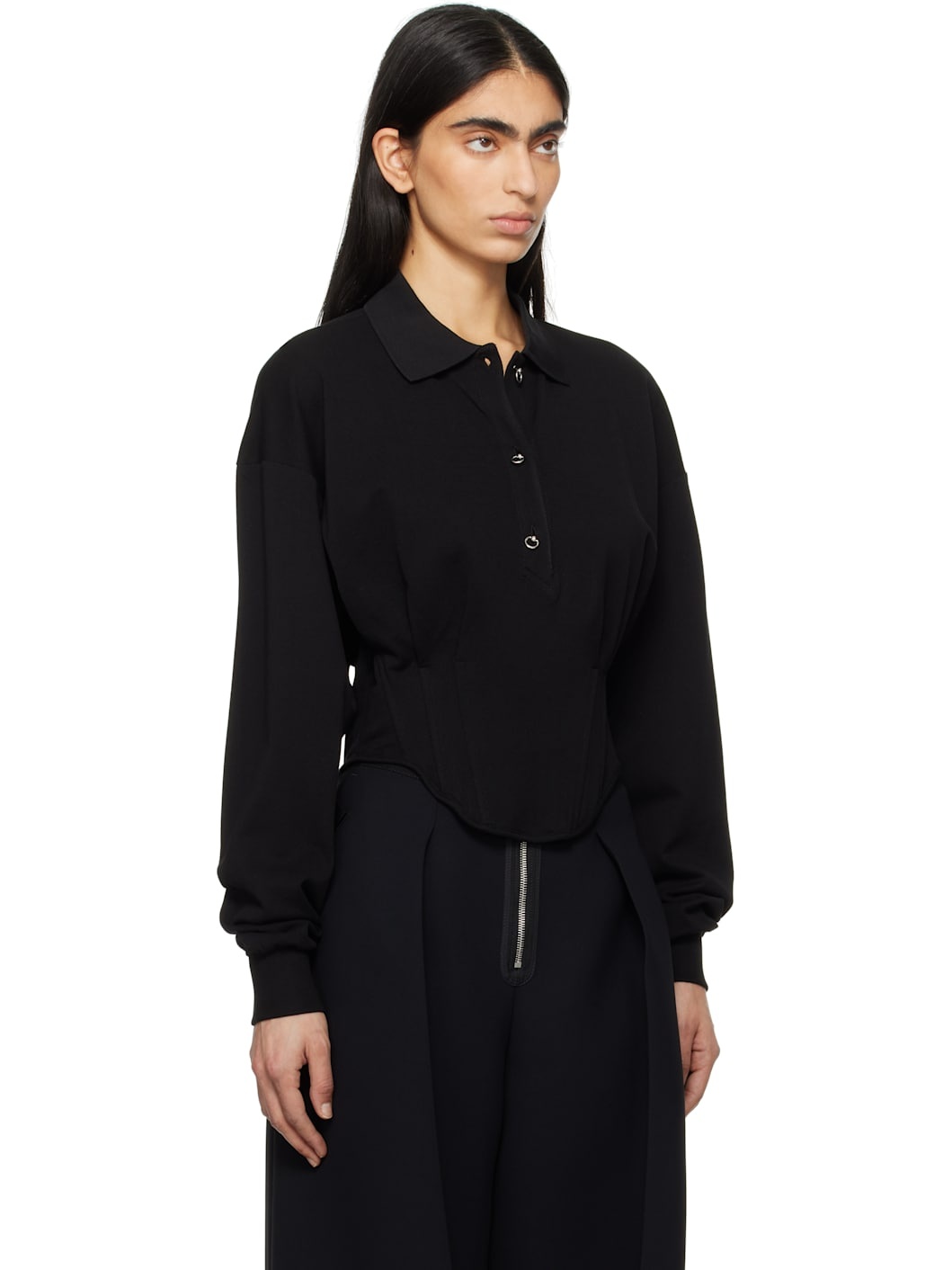 Black Corseted Polo - 2