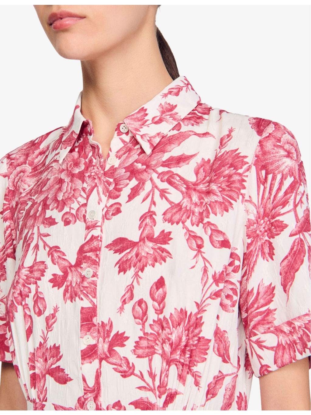 Floral-Print Short-Sleeve Woven Midi Dress - 5