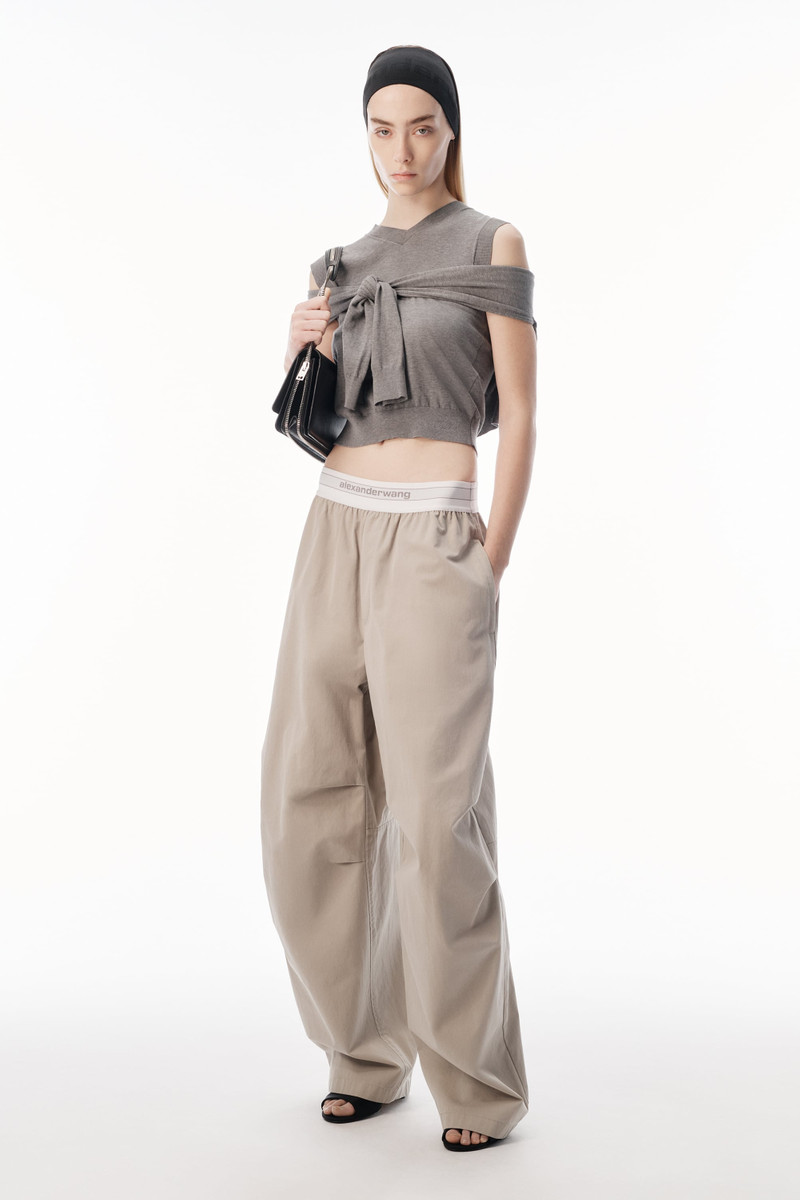 Alexander Wang LOGO ELASTIC MID-RISE PLEATED KNEE PANT outlook