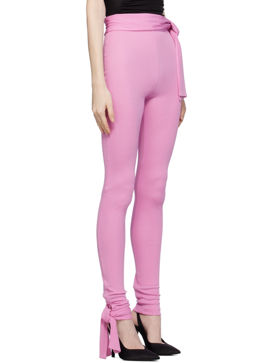 Pink Self-Tie Leggings - 2