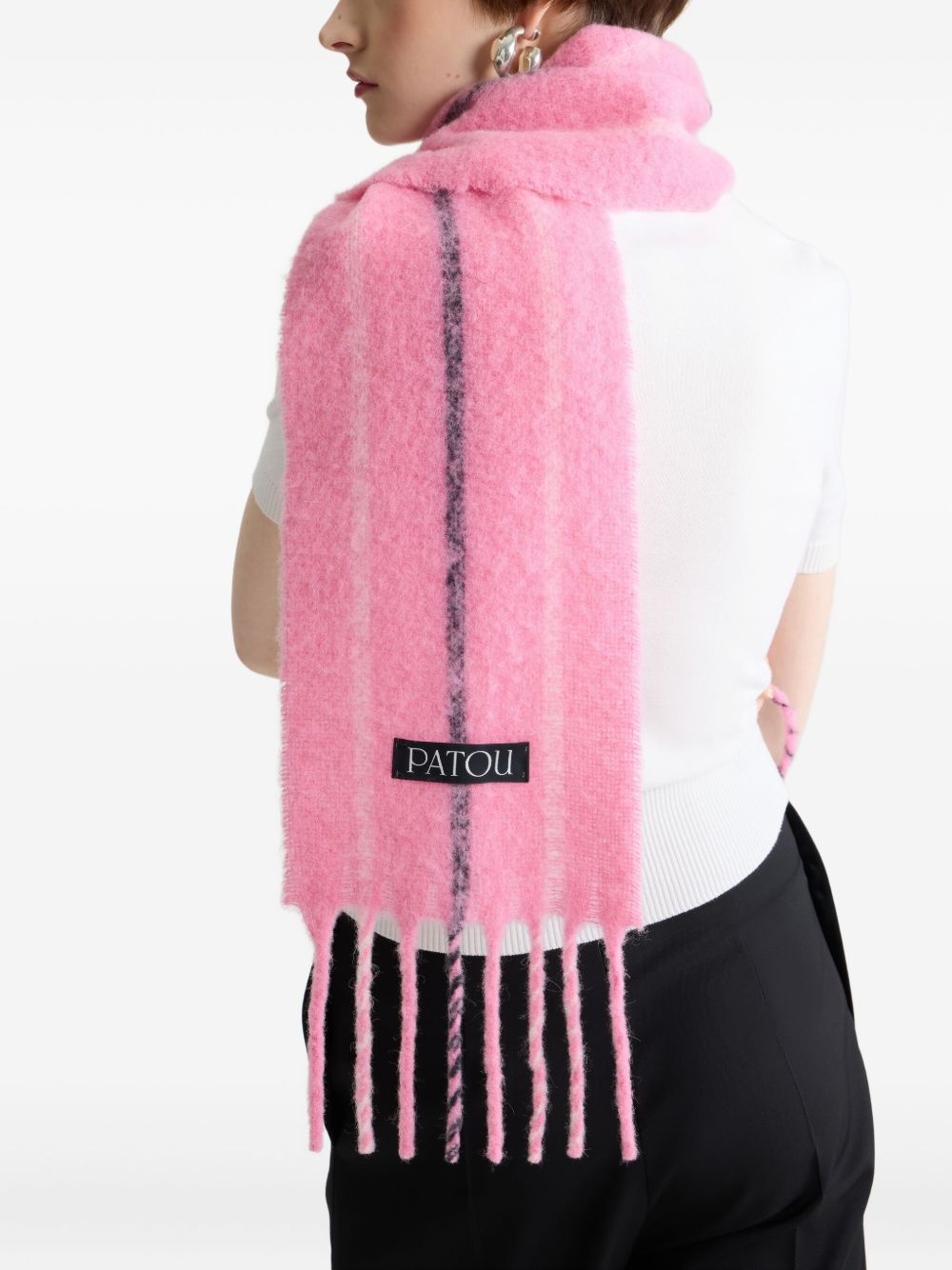 striped fringe scarf - 2