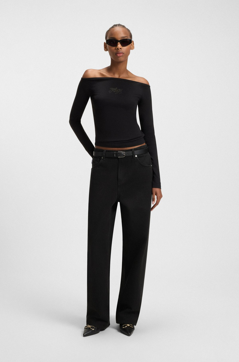 HUGO SLIM-FIT JEANS IN BLACK STRETCH DENIM outlook