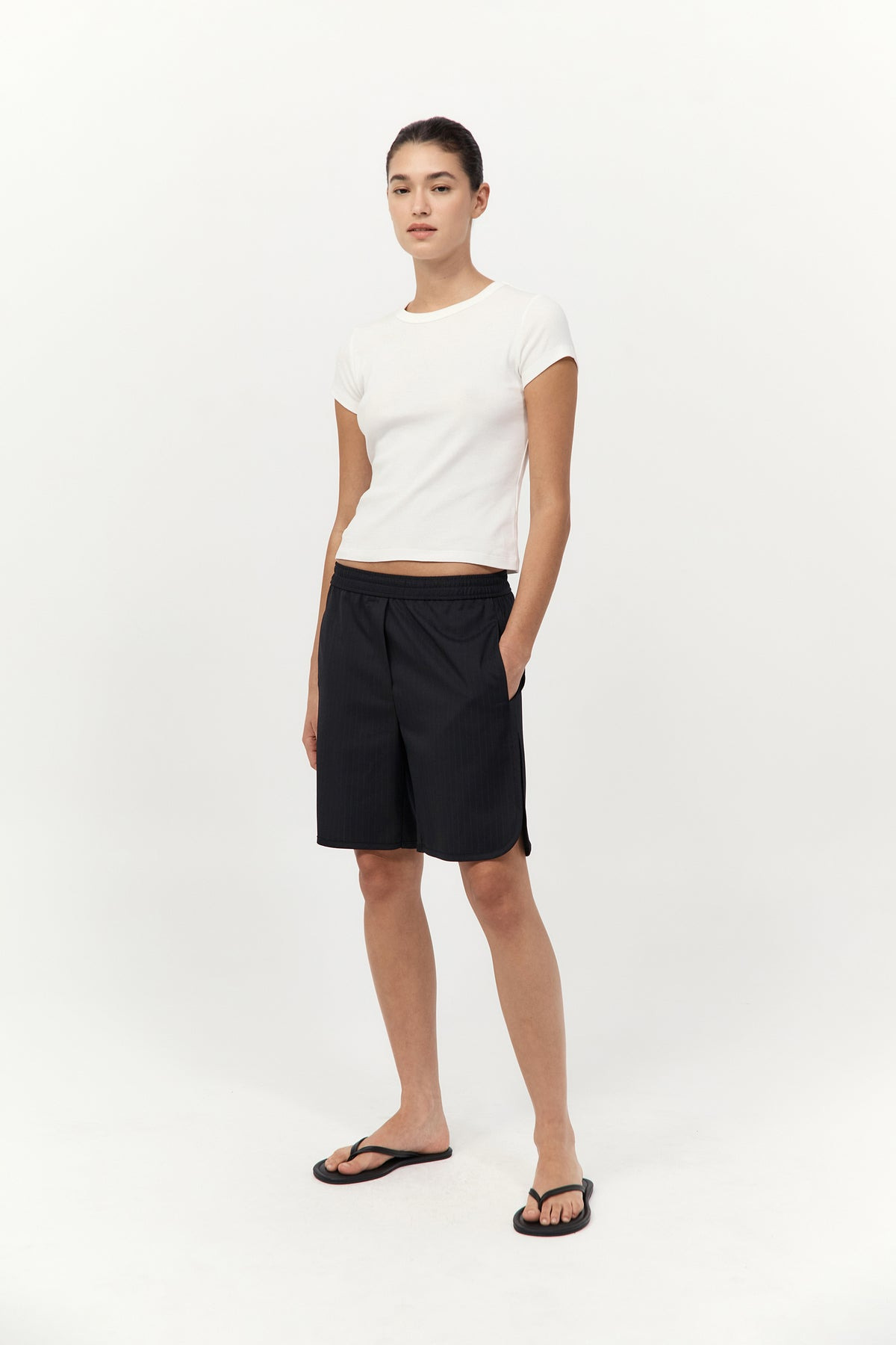 Tailored Active Shorts - Black Pinstripe - 5