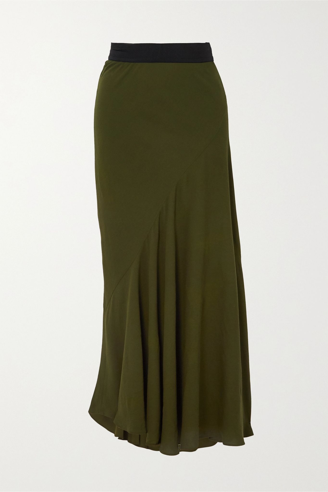 Asymmetric pleated crepe midi skirt - 1