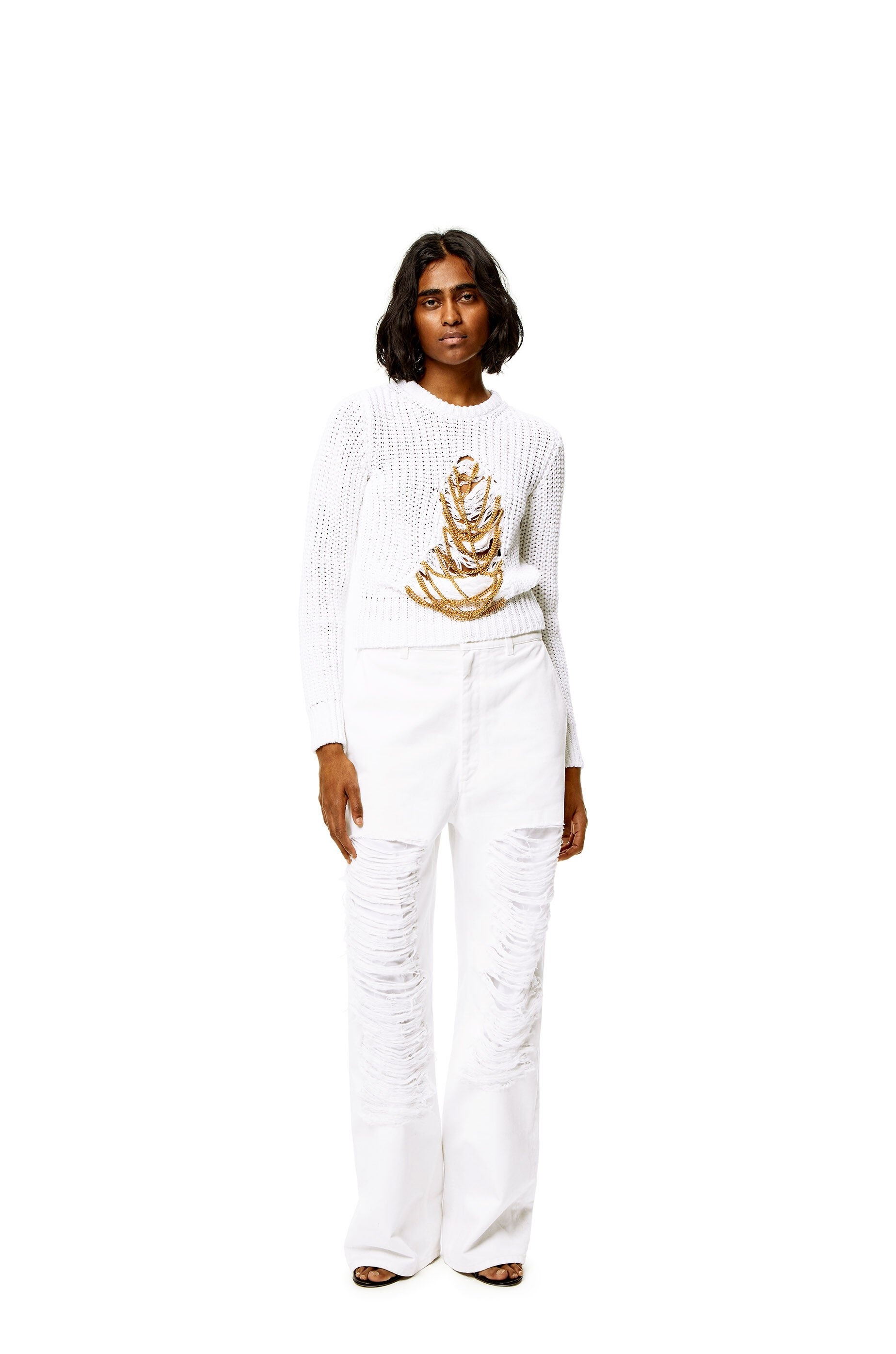 Ripped chain sweater in hem and linen - 2