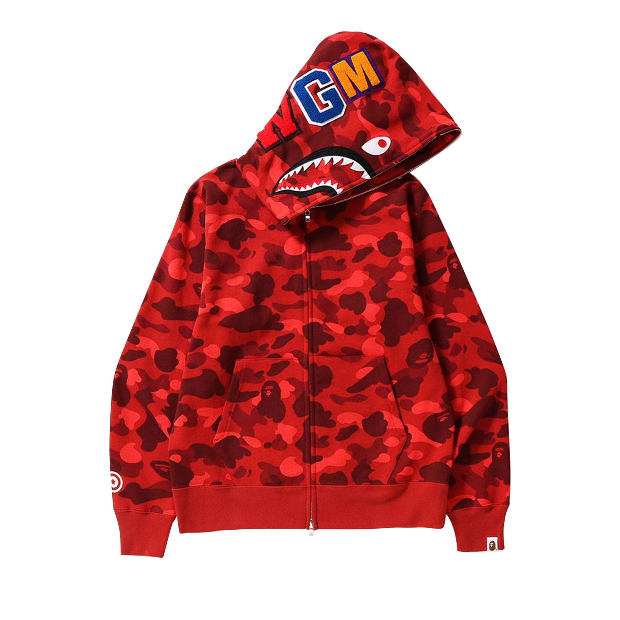 BAPE Color Camo Shark Full Zip Hoodie 'Red' - 1