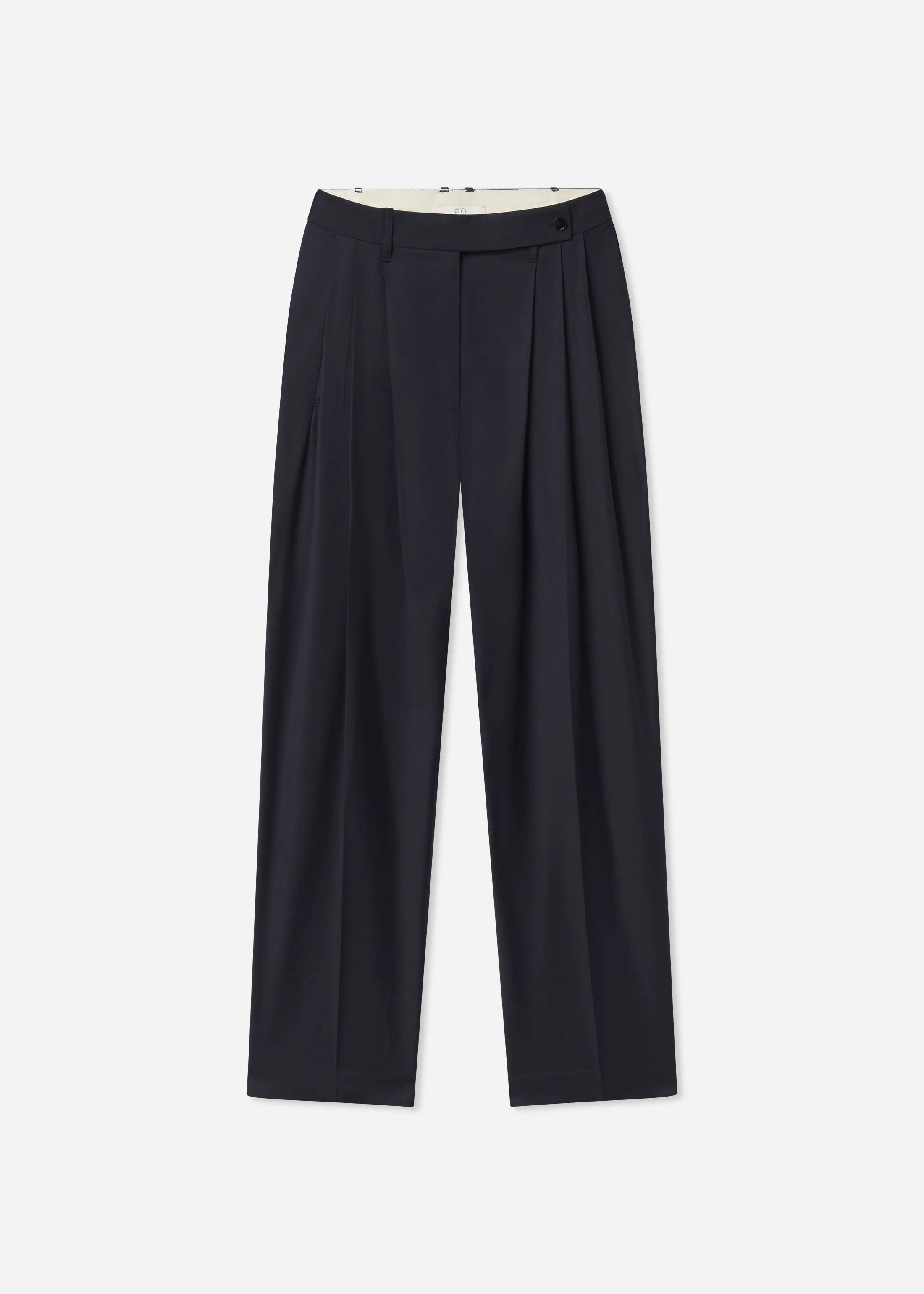 Wide Leg Pleated Pant in Wool Blend - 1
