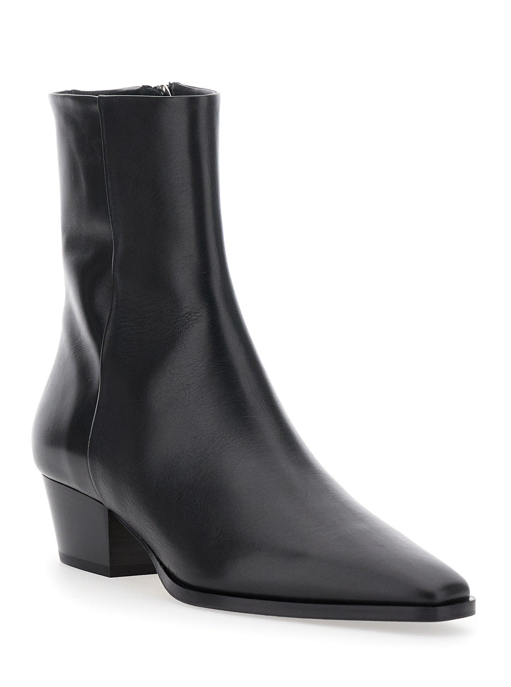 Aeyde Women 'Baba' Black Ankle Boots With Low Block Heel And Side Zip Closure In Leather Woman - 2