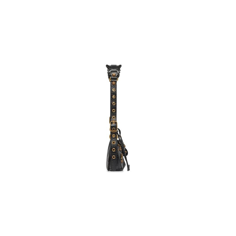 Women's Le Cagole Xs Shoulder Bag Crocodile Embossed in Black 3
