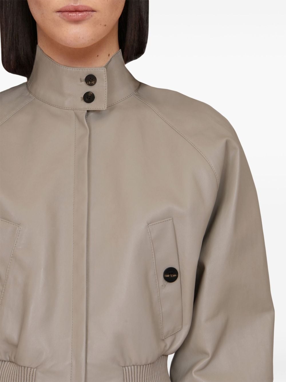 cropped nappa bomber jacket - 4