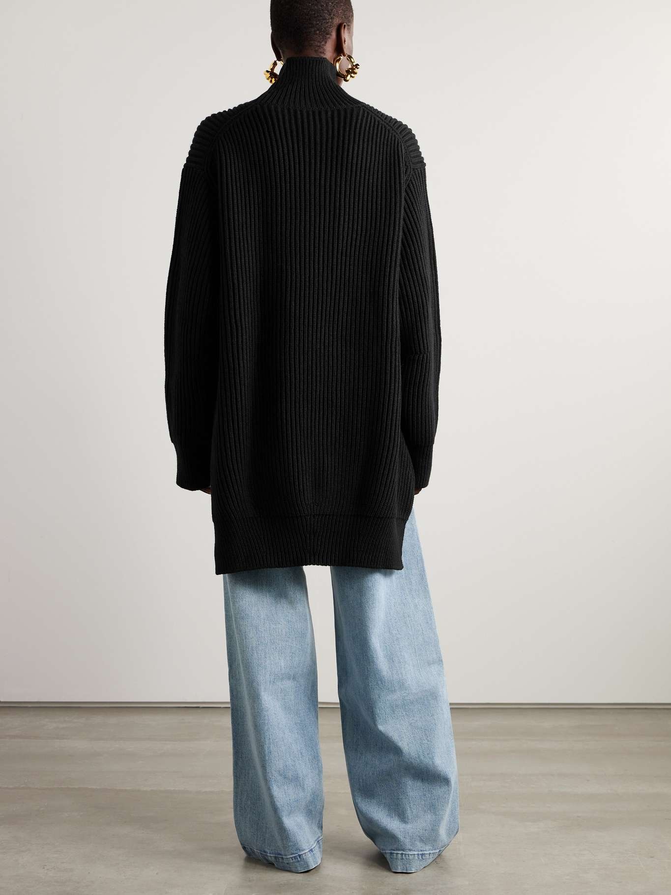 Oversized ribbed wool turtleneck sweater - 3