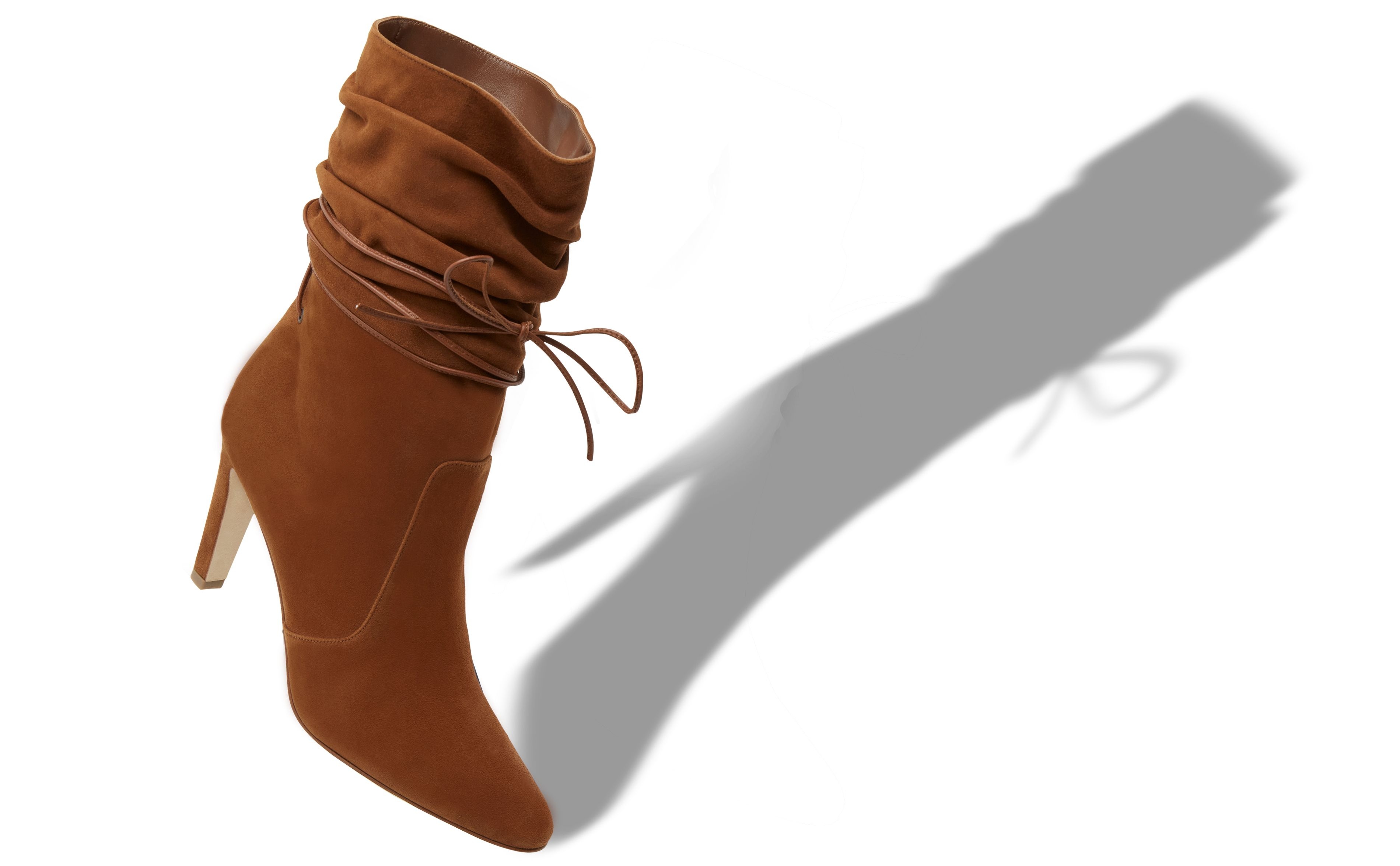 Brown Suede Slouchy Ankle Boots - 2
