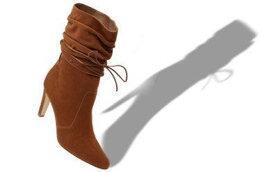 Manolo Blahnik Brown Suede Slouchy Ankle Boots outlook