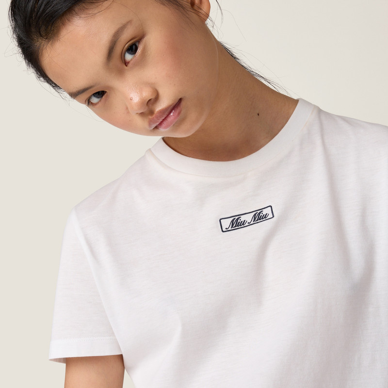 Embroidered cotton jersey T-shirt 5