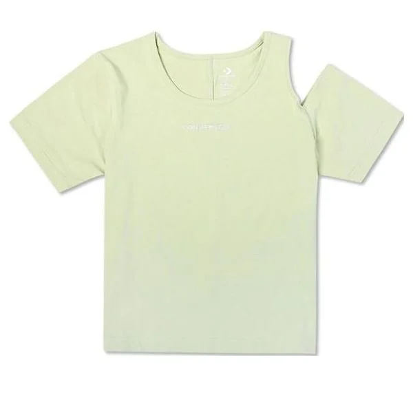 (WMNS) Converse Twisted Knits Slim Asymmetrical T-Shirt 'Green' 10023192-A03 - 1