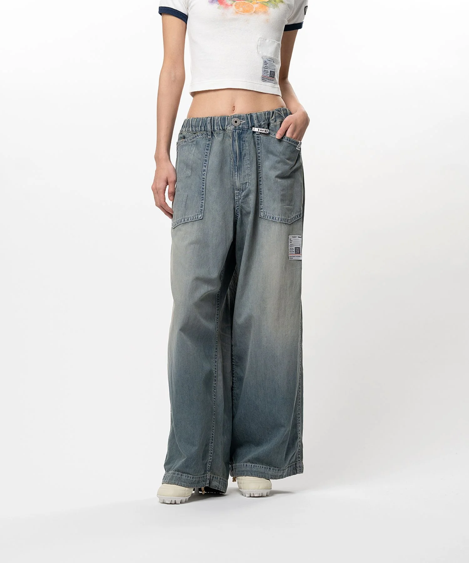 Light Denim Wide Pants - 1