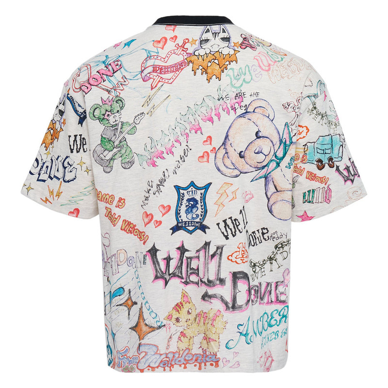 We11done Grey Doodle Printed T-Shirt outlook