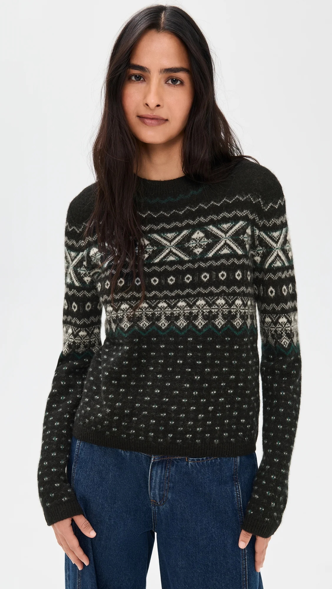 Boiled Fair Isle Mock Neck Sweater - 1
