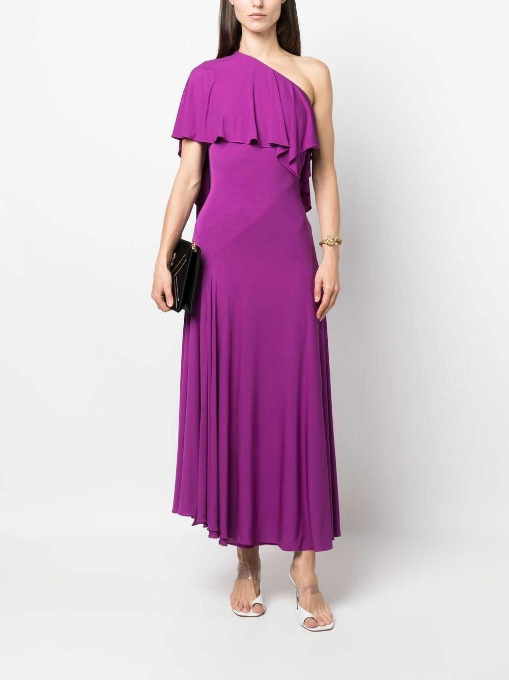 draped one-shoulder dress - 2