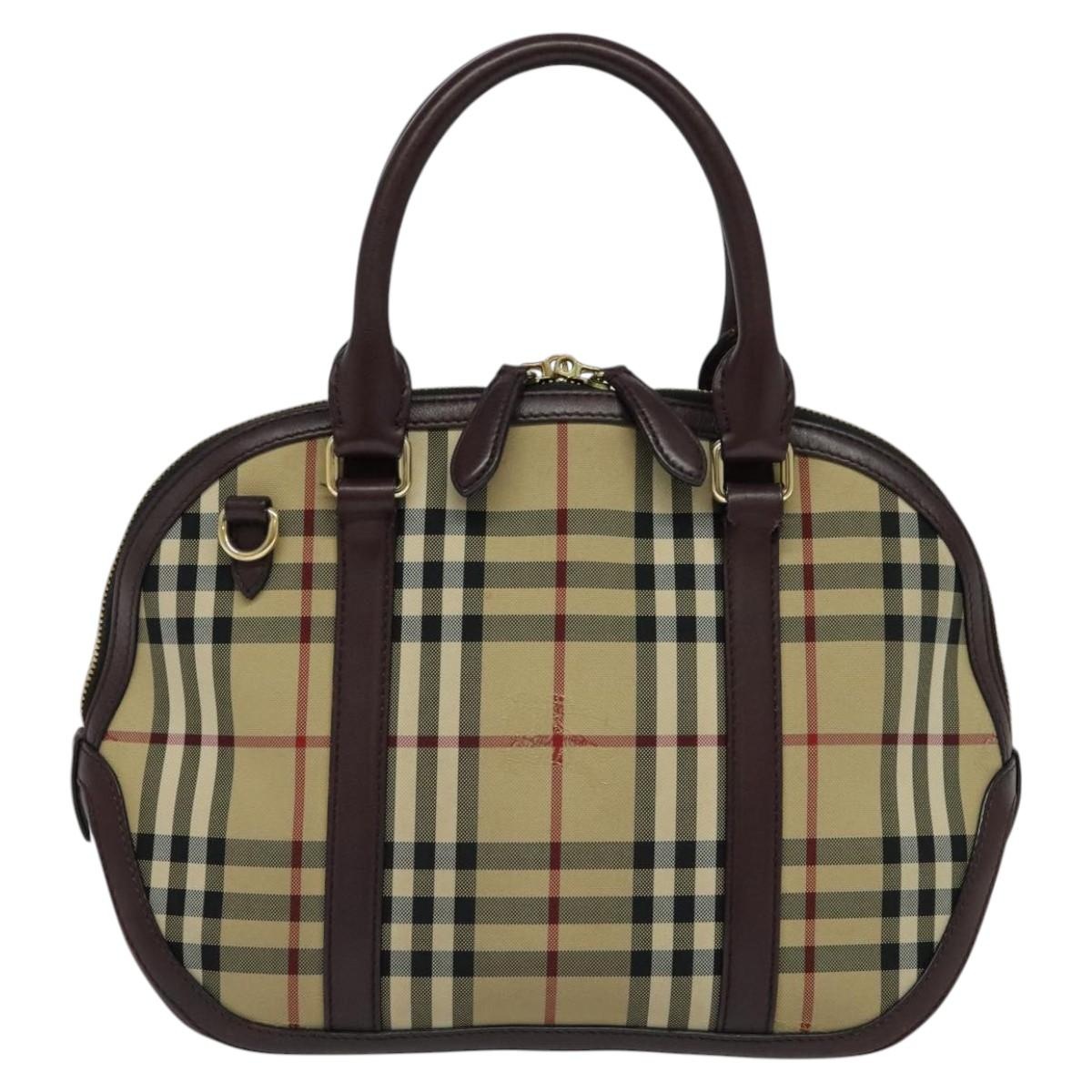 Burberry Nova Check Hand Bag Canvas Beige - 13