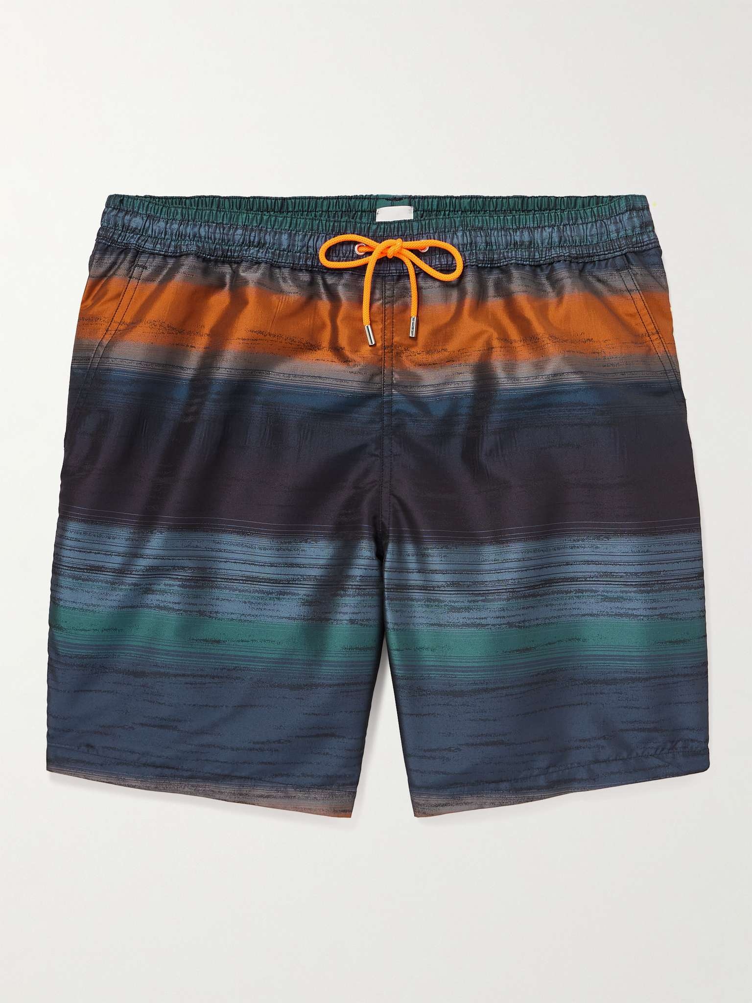 Straight-Leg Mid-Length Striped Recycled-Jacquard Swim Shorts - 1