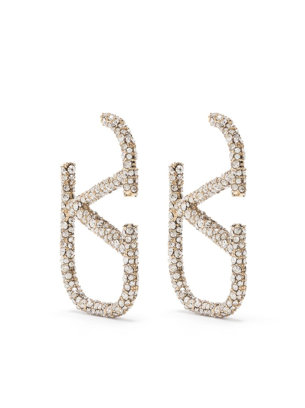 rhinestone-embellished VLOGO earrings - 1