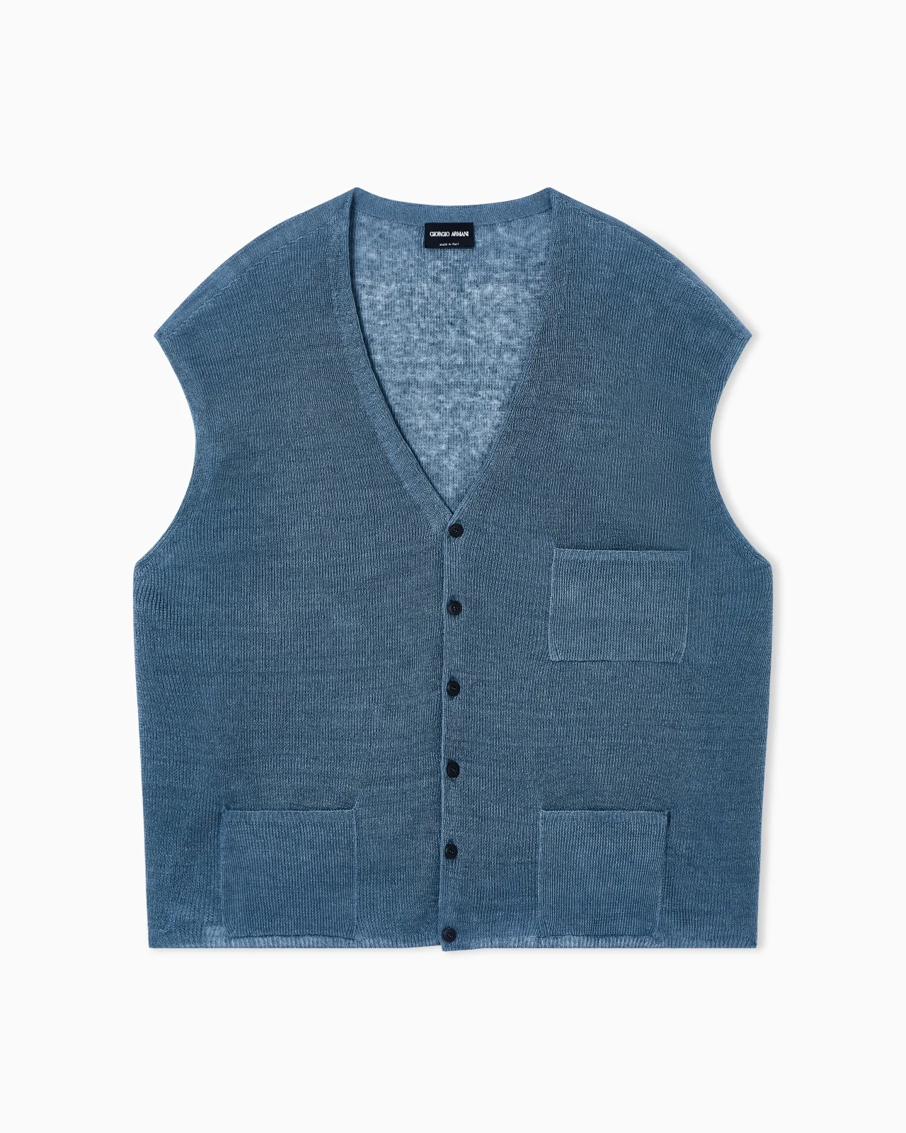 SINGLE-BREASTED LINEN WAISTCOAT - 1