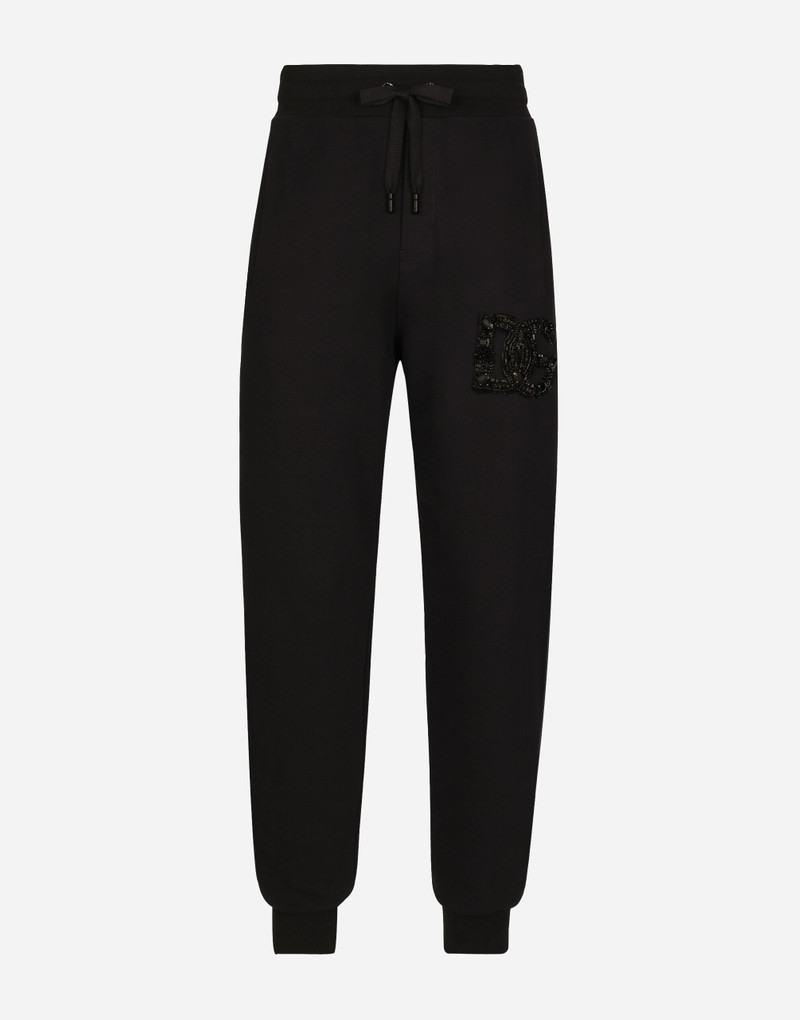 Jogging pants with rhinestone-detailed DG patch 1