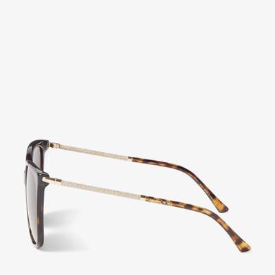 JIMMY CHOO Scilla
Brown Havana Square-Frame Sunglasses with Gold Glitter Temples outlook