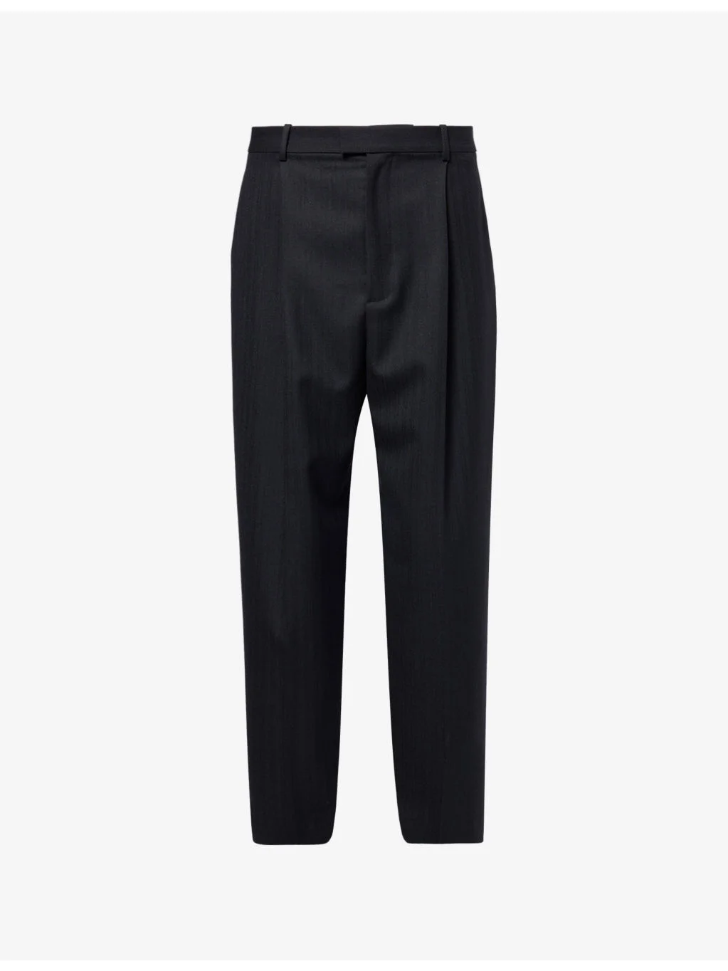 Pleated two-slip-pockets wide-leg relaxed-fit wool trousers - 1