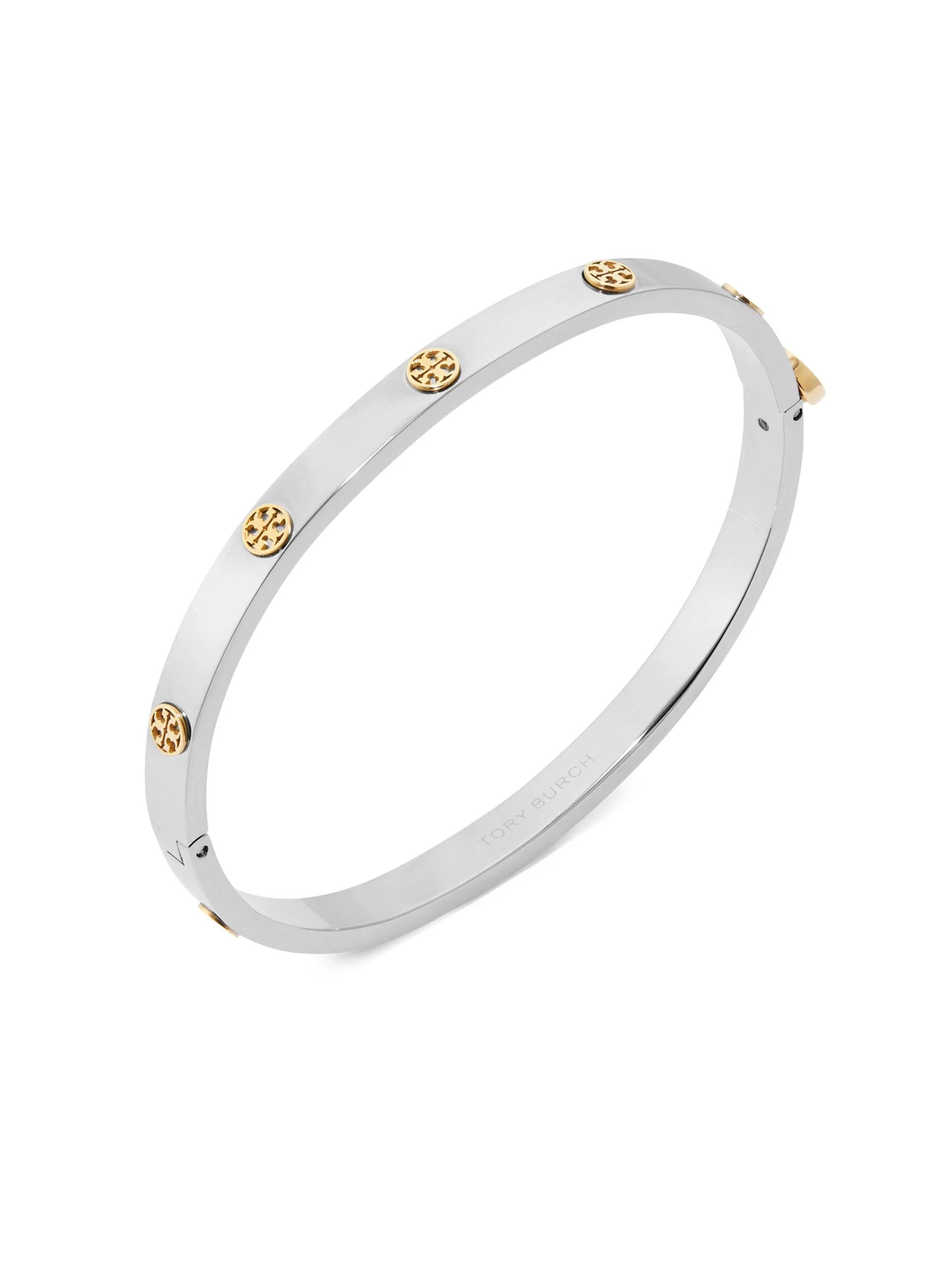 Women's Icon Stainless Steel Logo Bangle - Silver Gold - 1