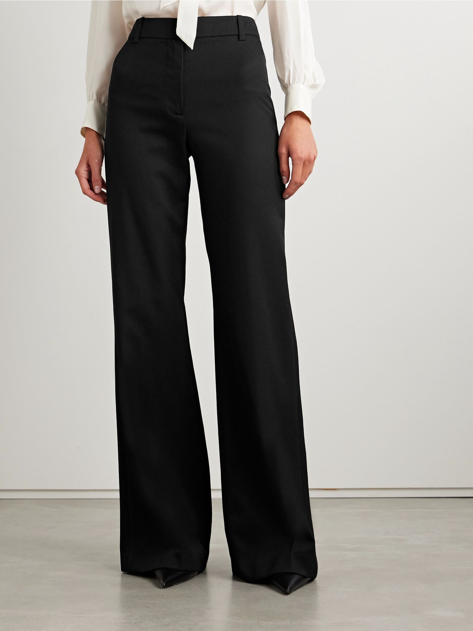 Effy wool-twill wide-leg pants Black - 3