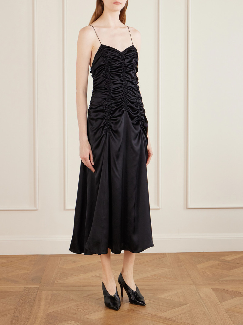 KHAITE Raina Ruched Silk Midi Dress outlook