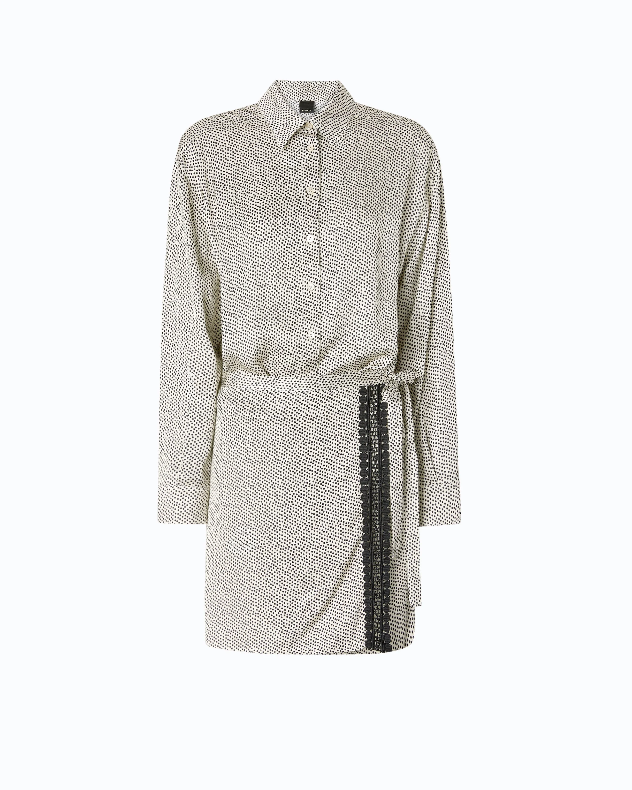 MINI SHIRT DRESS WITH POLKA-DOT PRINT AND LACE - 1