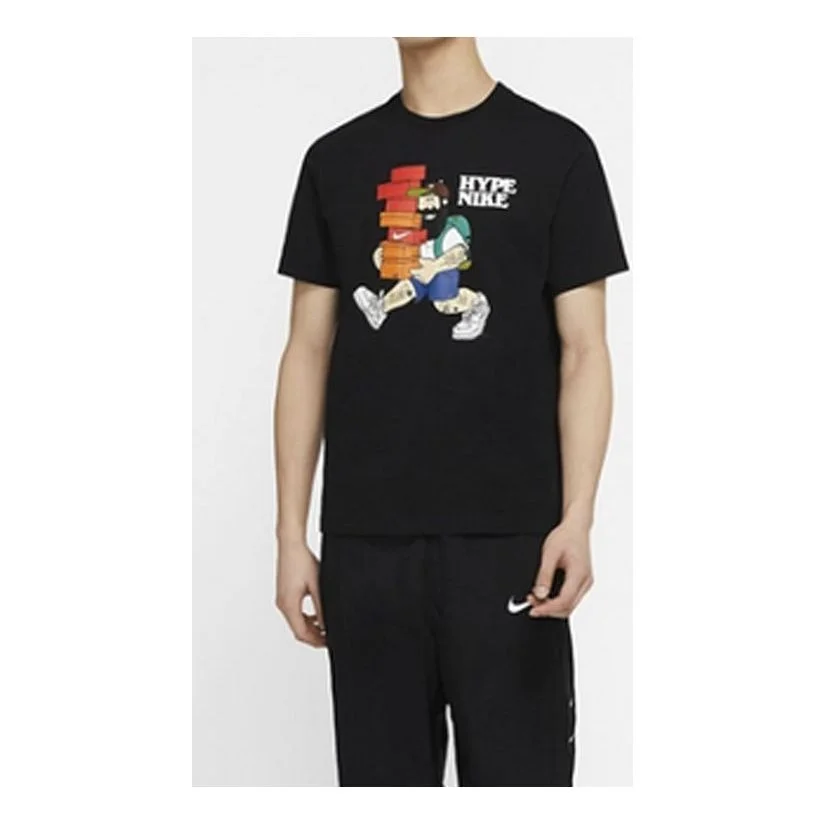 Nike Letter Cartoon Printing Round Collar Male Black CW4003-010 - 1