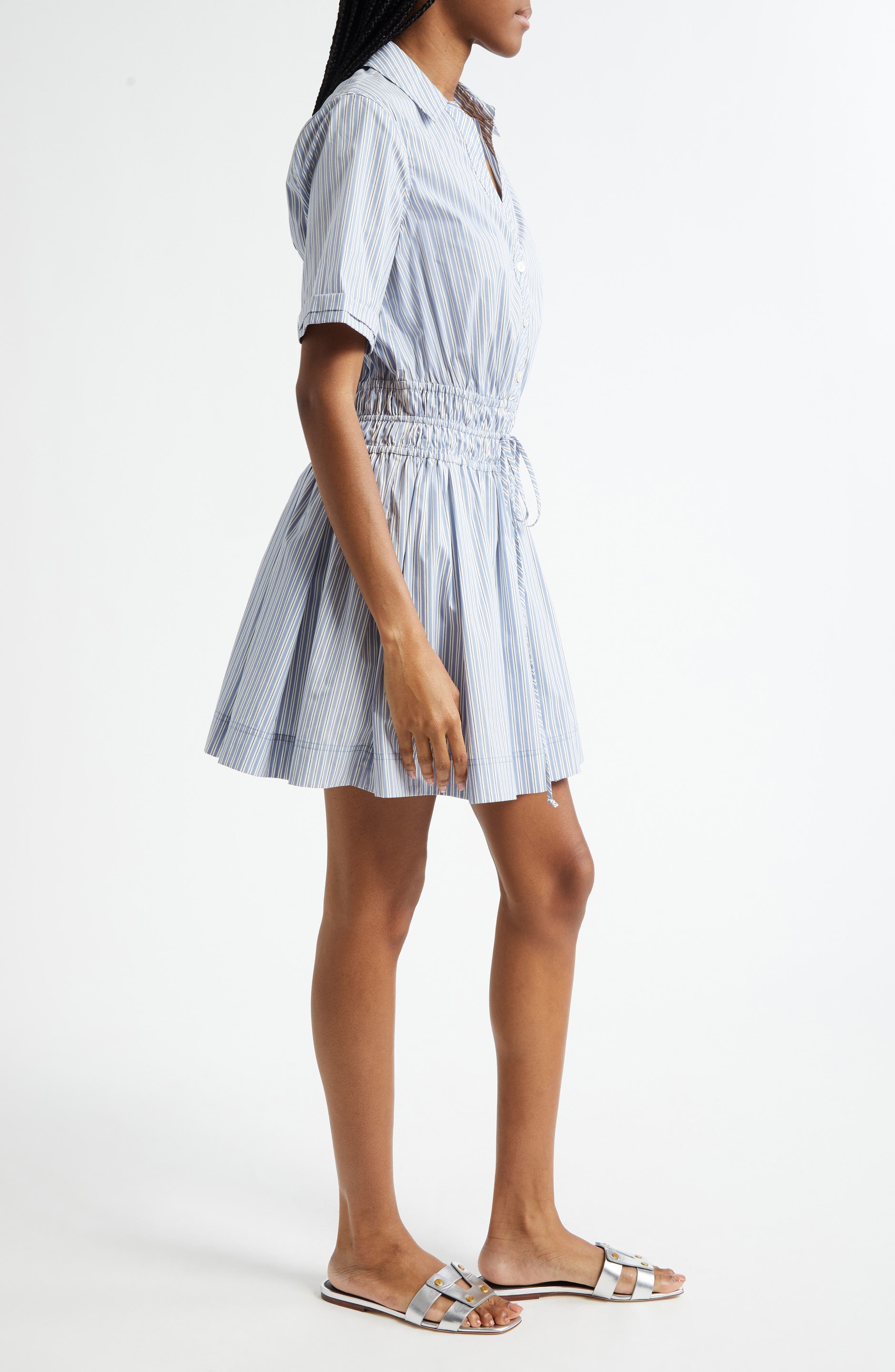 Veronica Beard Susan Stripe Cotton Blend Shirtdress in Blue Multi at Nordstrom - 3