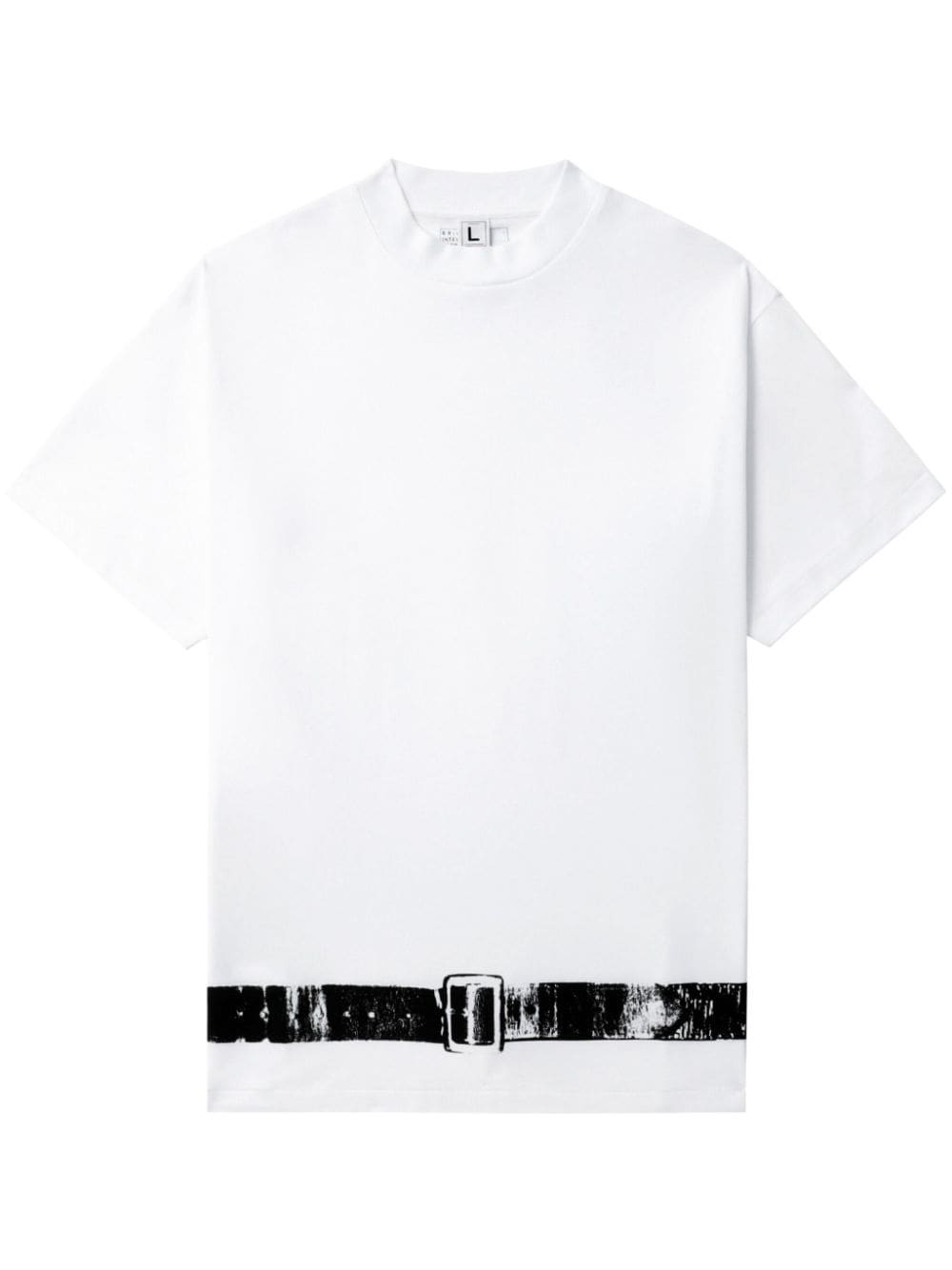belt-print T-shirt - 1
