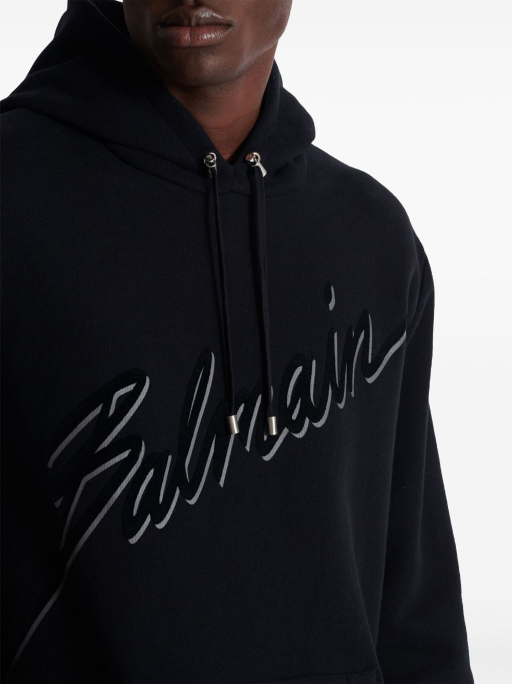 flocked-logo hoodie - 7