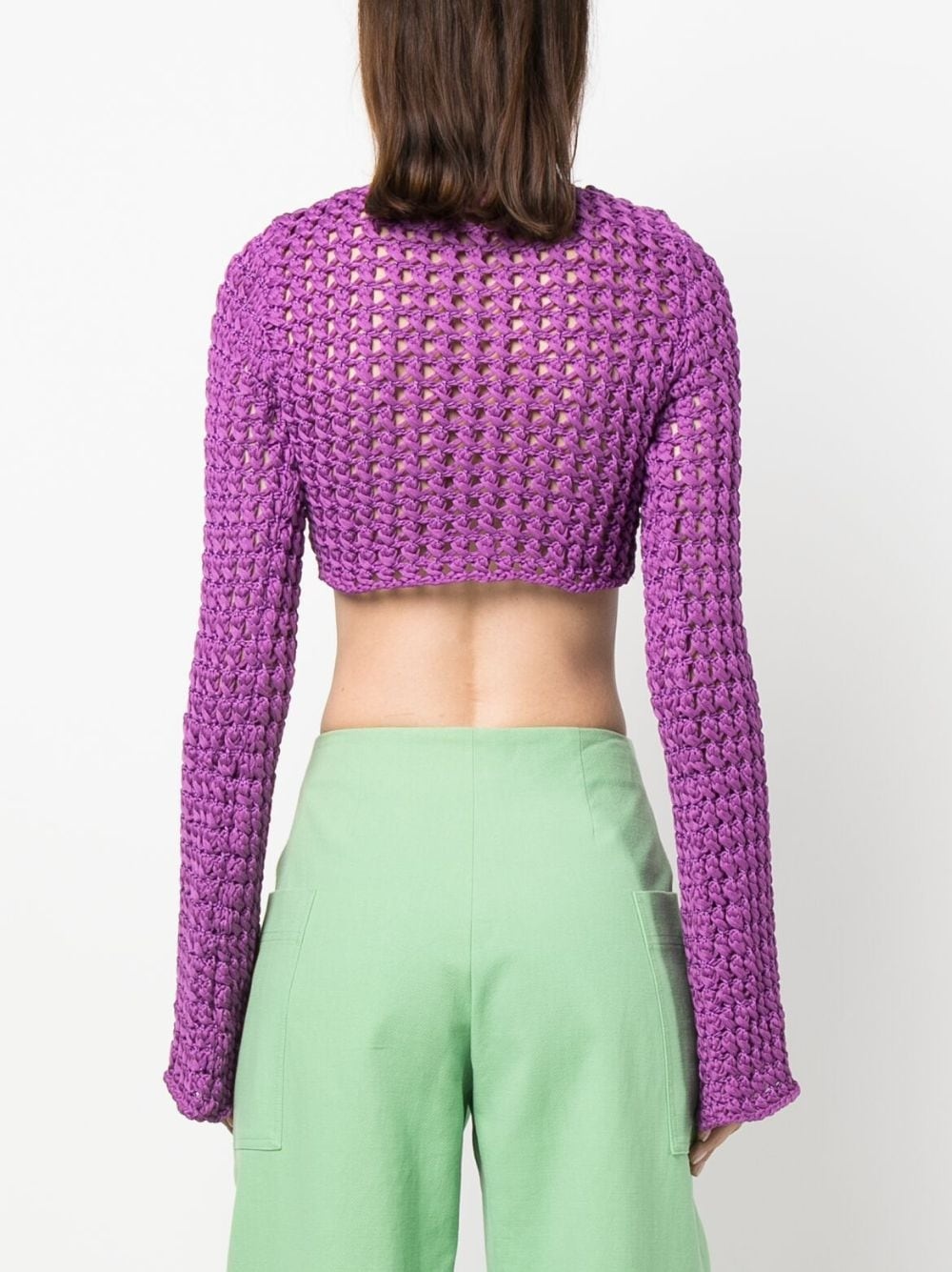 chunky open-knit crop top - 4