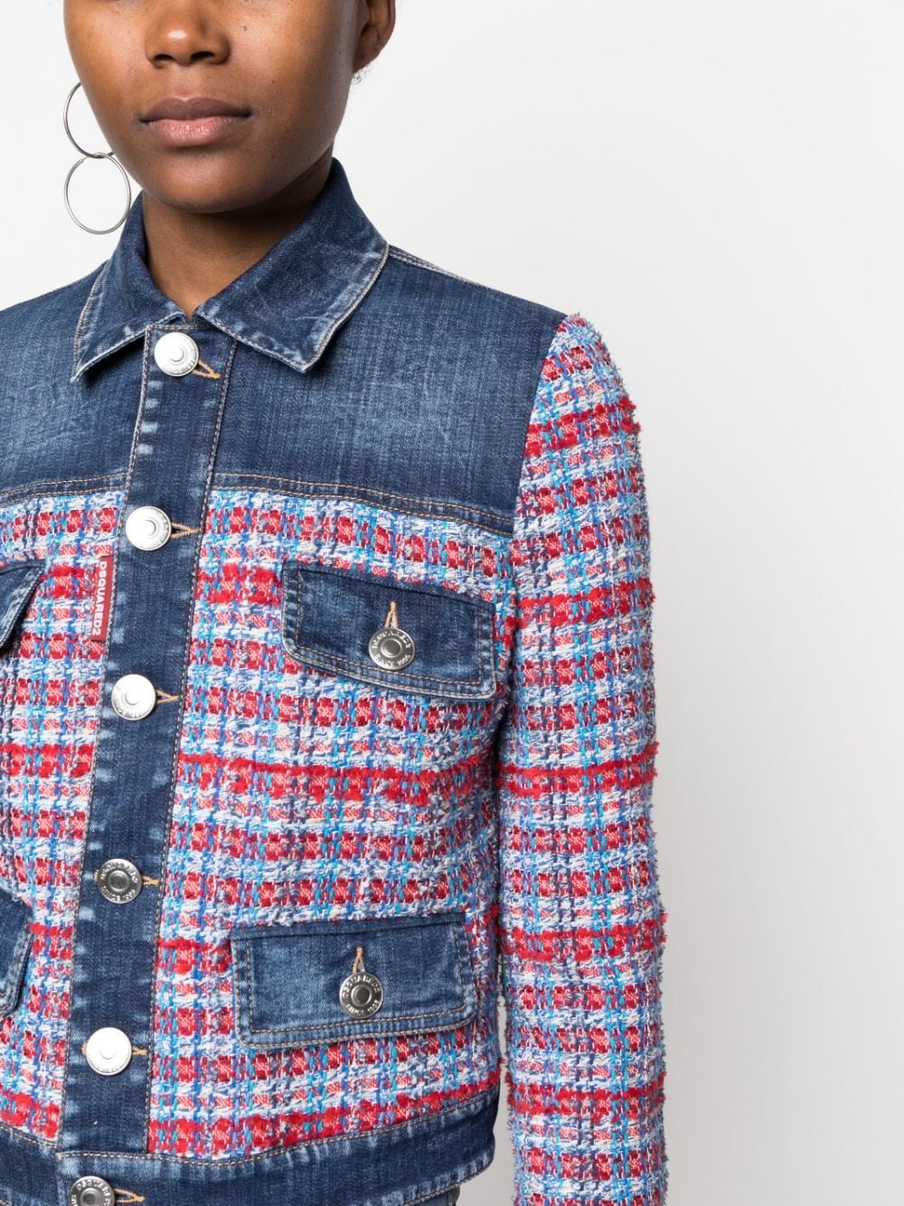 panelled denim jacket - 5